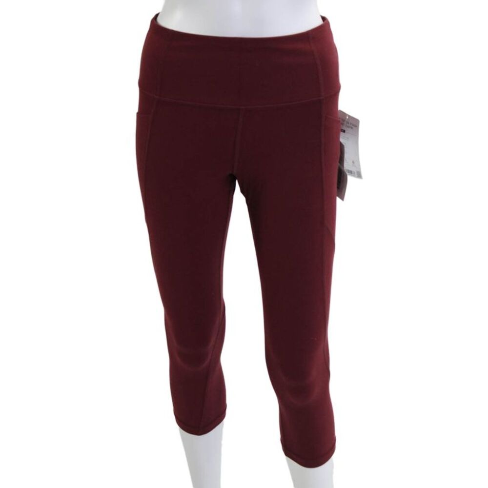 Athleta Women Capri Cropped Leggings Red Nylon Lycra Size M